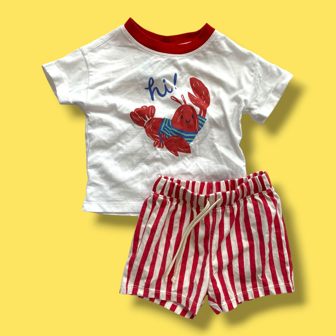 red old navy 2 piece set, 12-18m