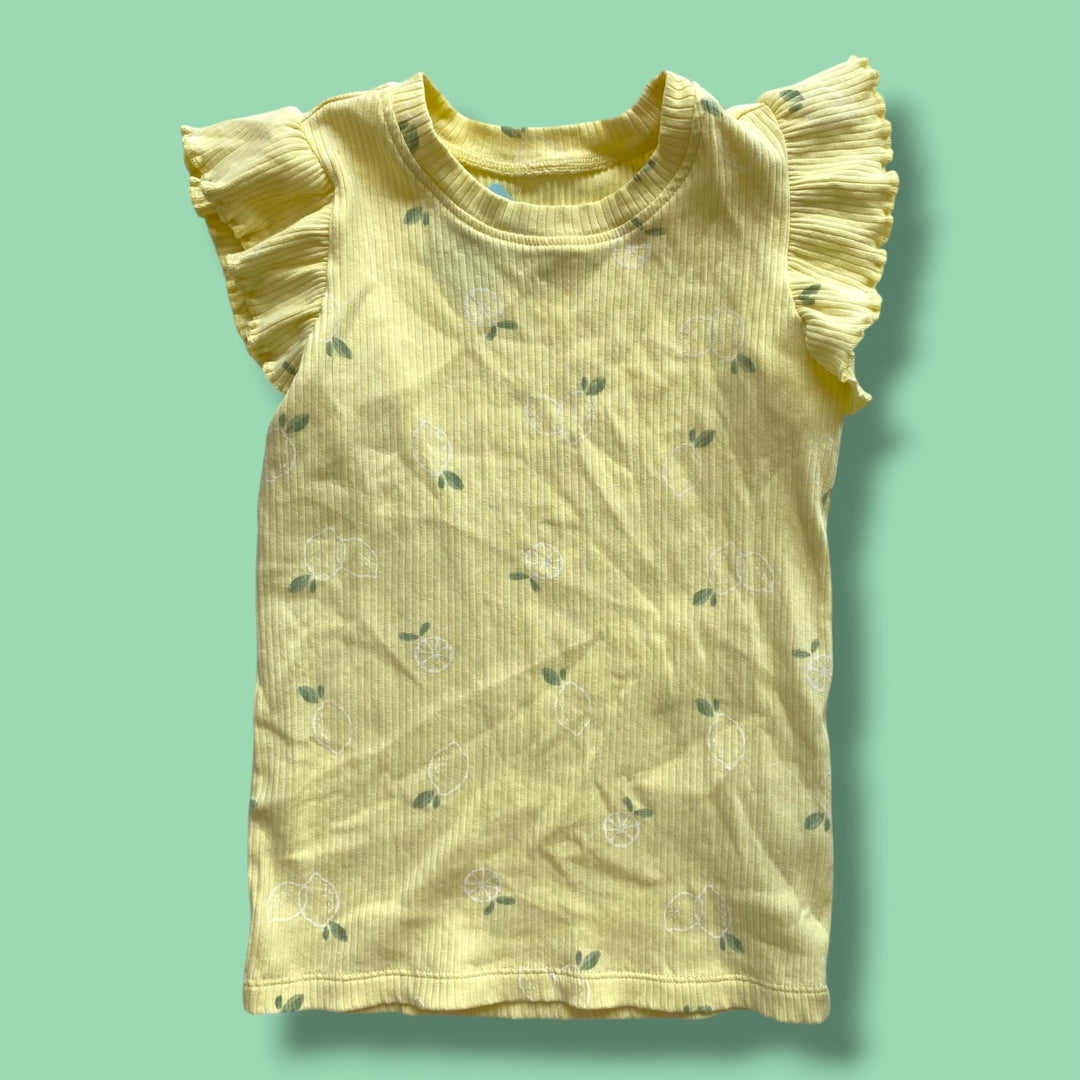 yellow pekkle ribbed t-shirt, 6Y