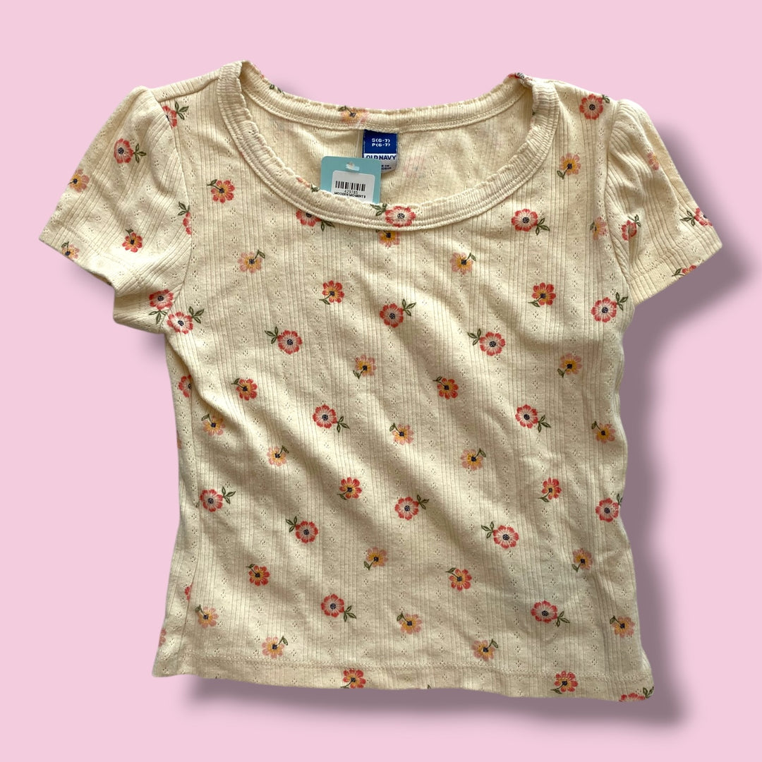 cream Modern Moments ribbed t-shirt, 6-7y