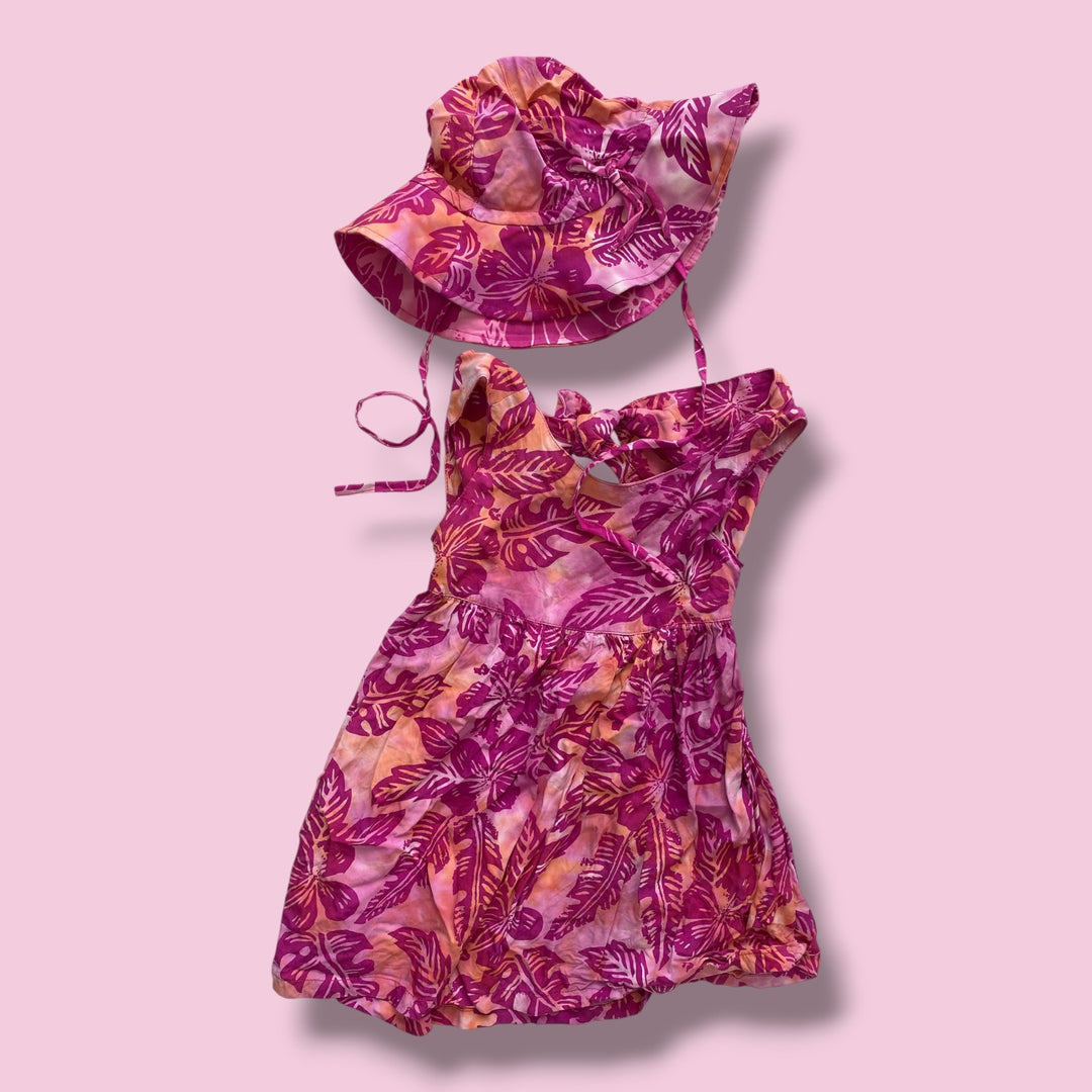 pink blue ginger dress set, 3y