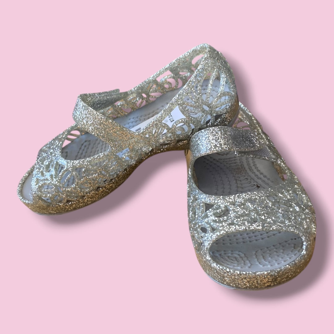 Grey Sparle Crocs Mary Janes, 6/7