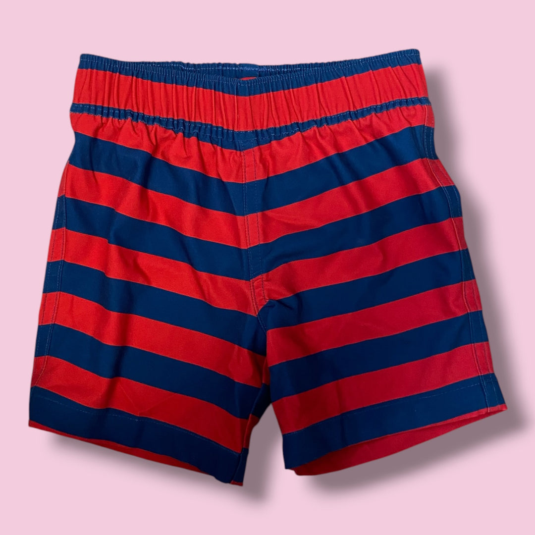 red/blue amazon striped swim trunks *as is wear, 18m