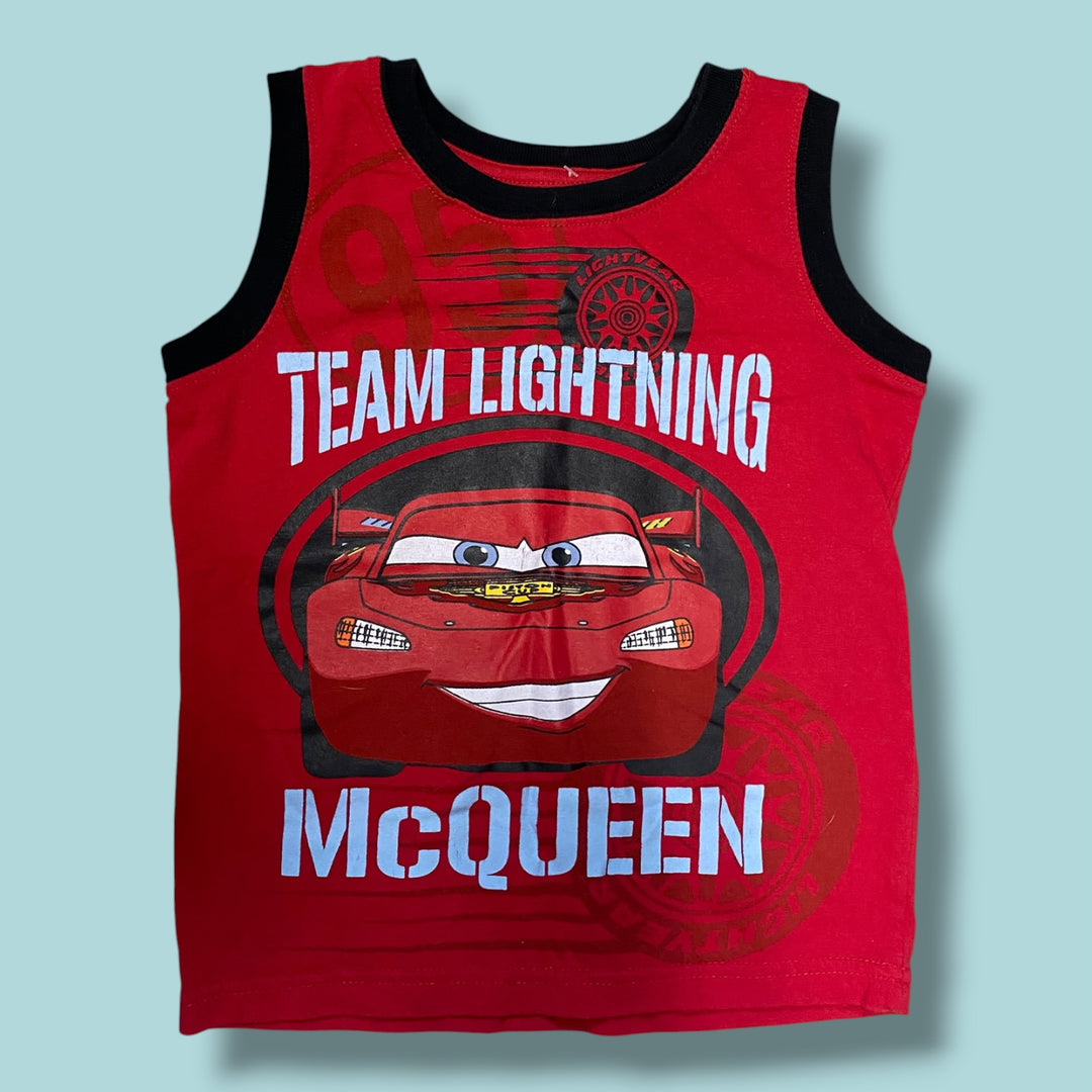 red Disney lightning mcqueen tank, 4Y