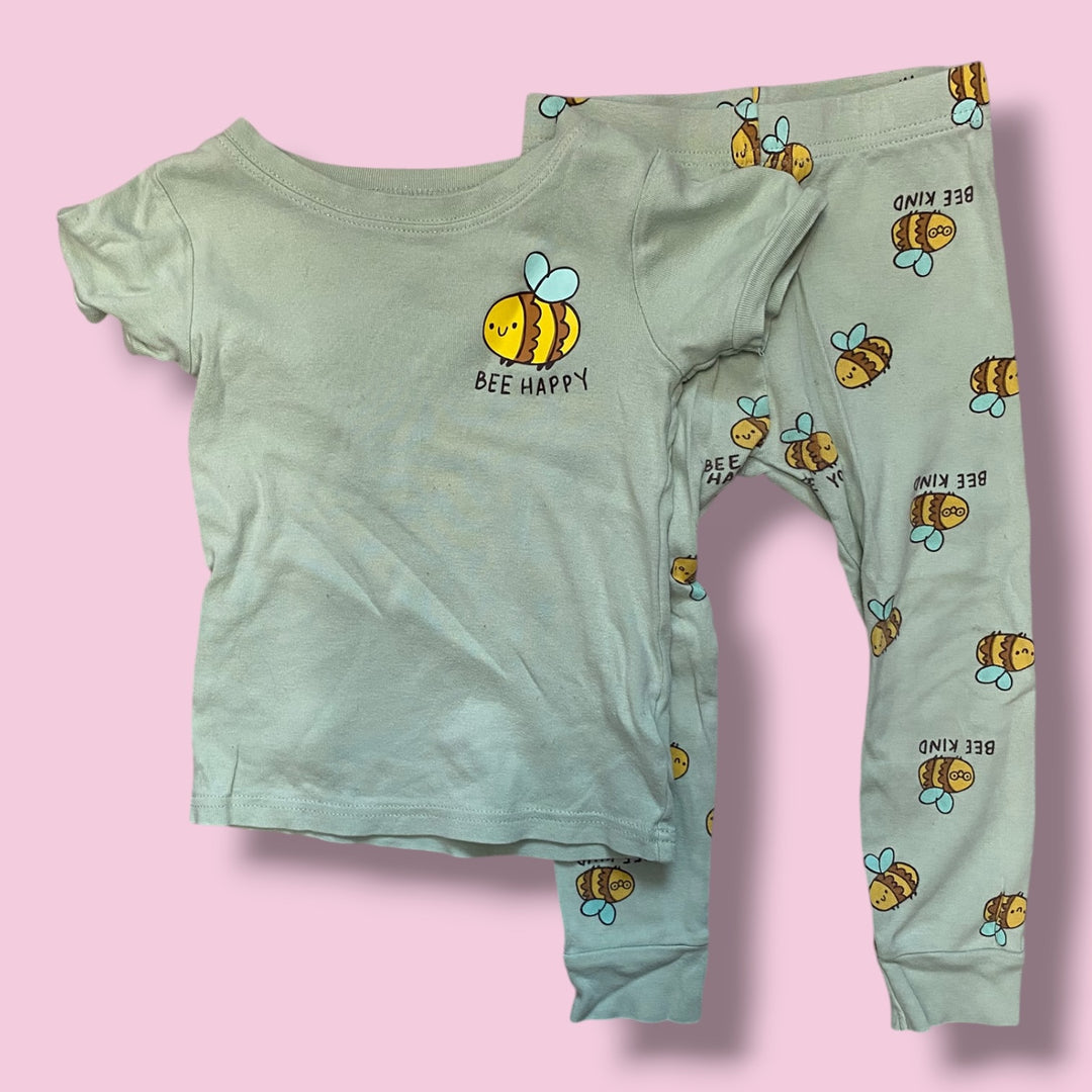 green Old Navy bee happy pjs, 3Y