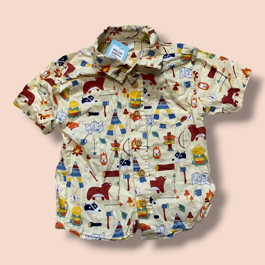 yellow Monkey bars camping button up tee, 18m