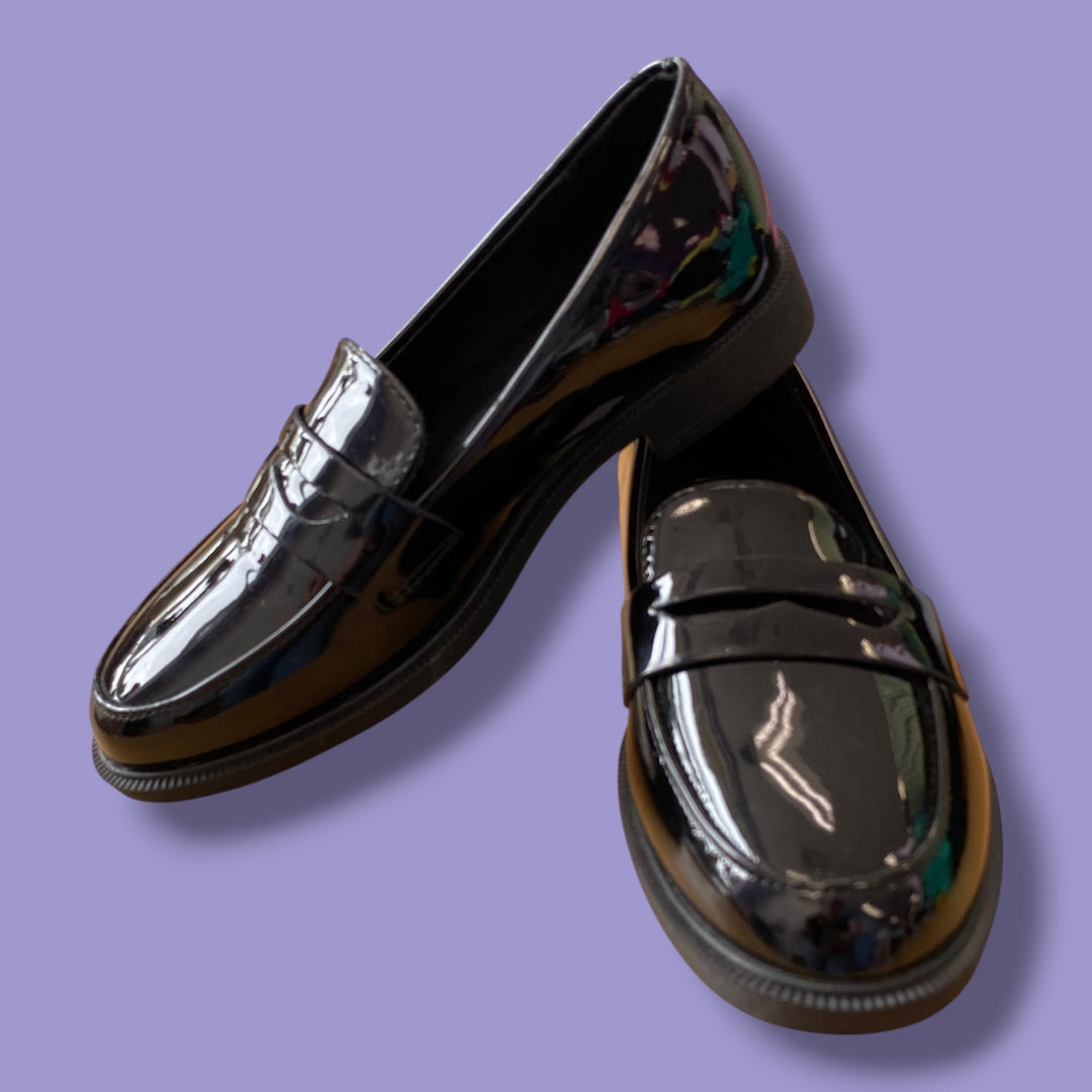 black Bebo dress shoes slipon, 1.5