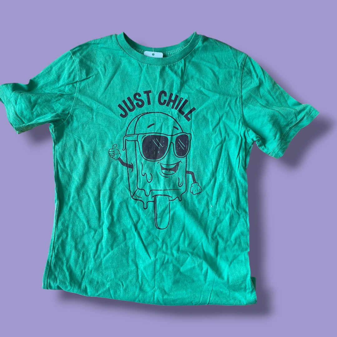 teal George t-shirt, 7/8y