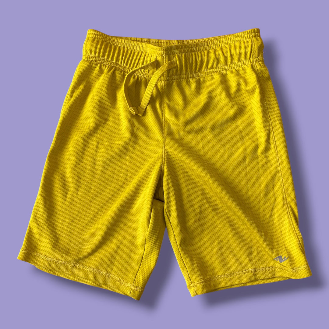yellow athletic works athletic shorts, 7/8y