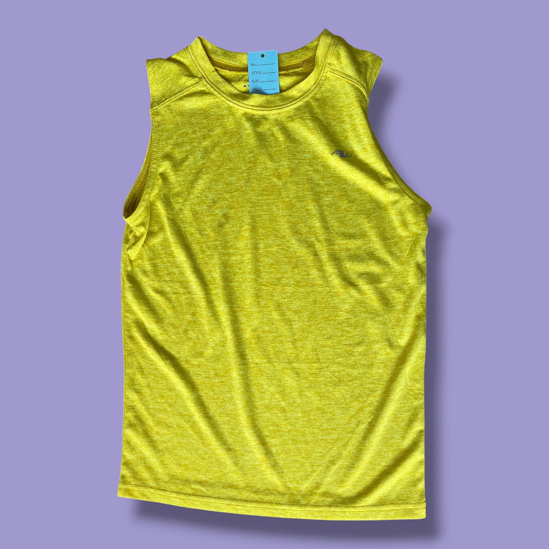 yellow Athletic Works tank, 7-8Y
