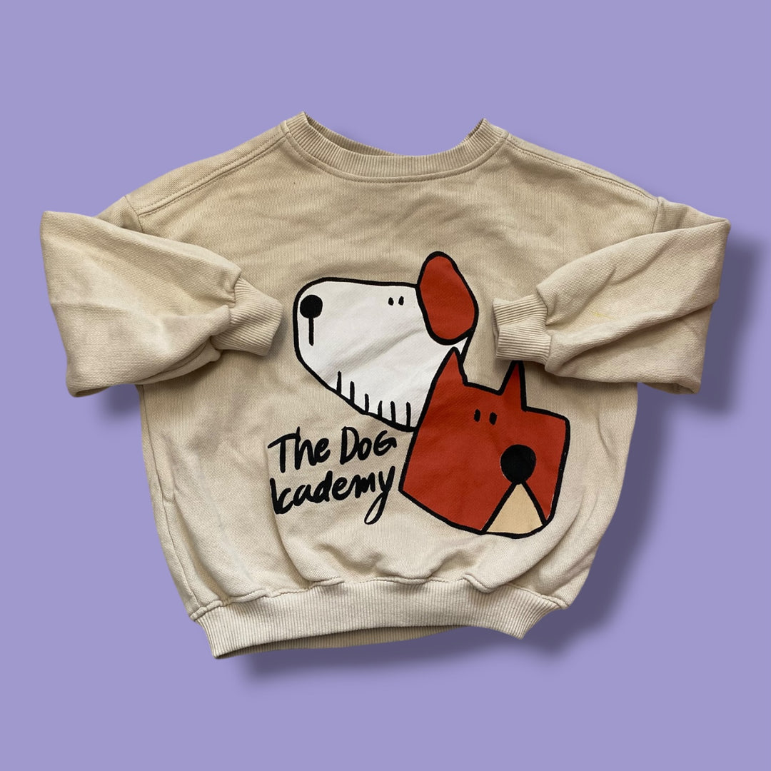 beige Zara dog academy sweater, 5Y