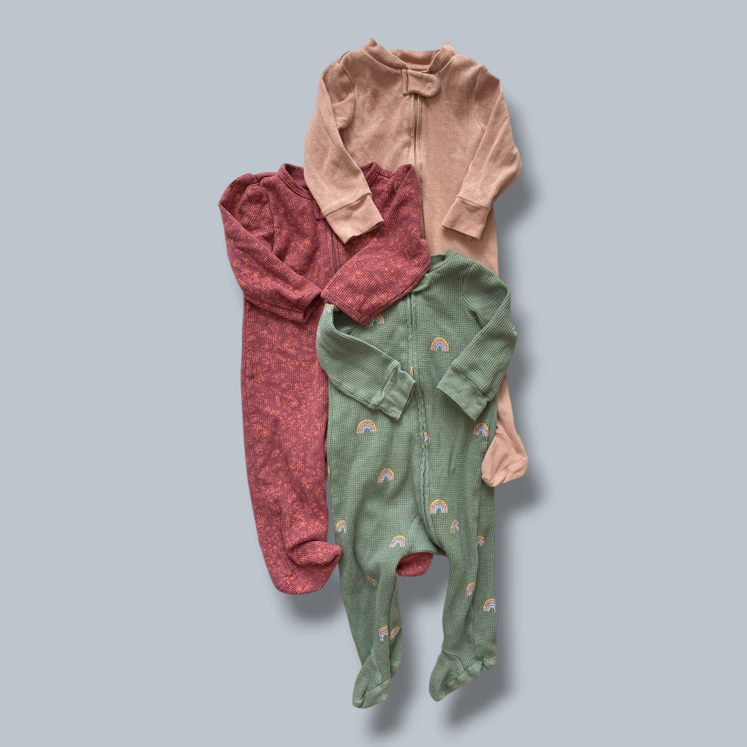little planet/carters bundle of 3 sleepers, 6m