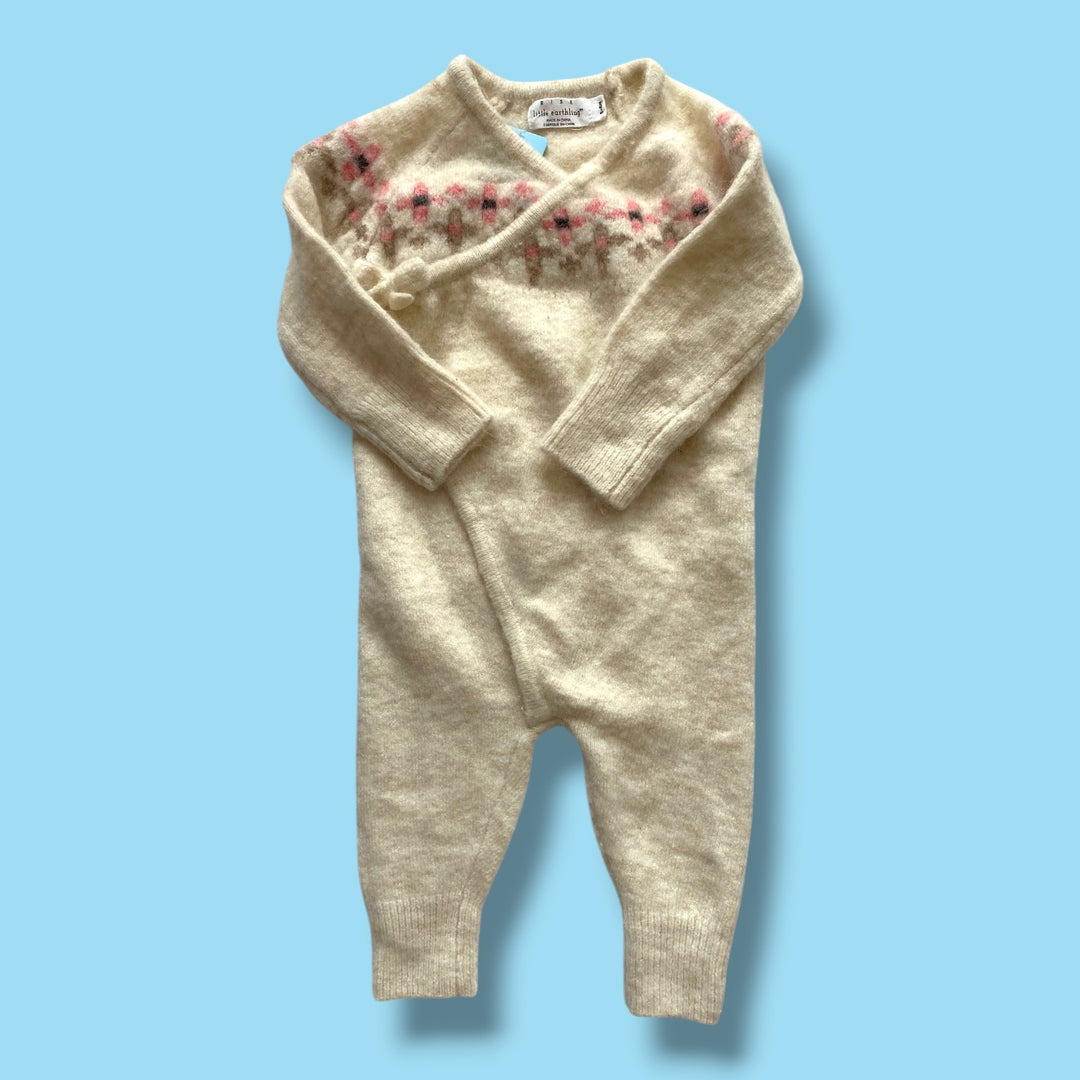 cream Rise Little Earthling romper, 3-6m