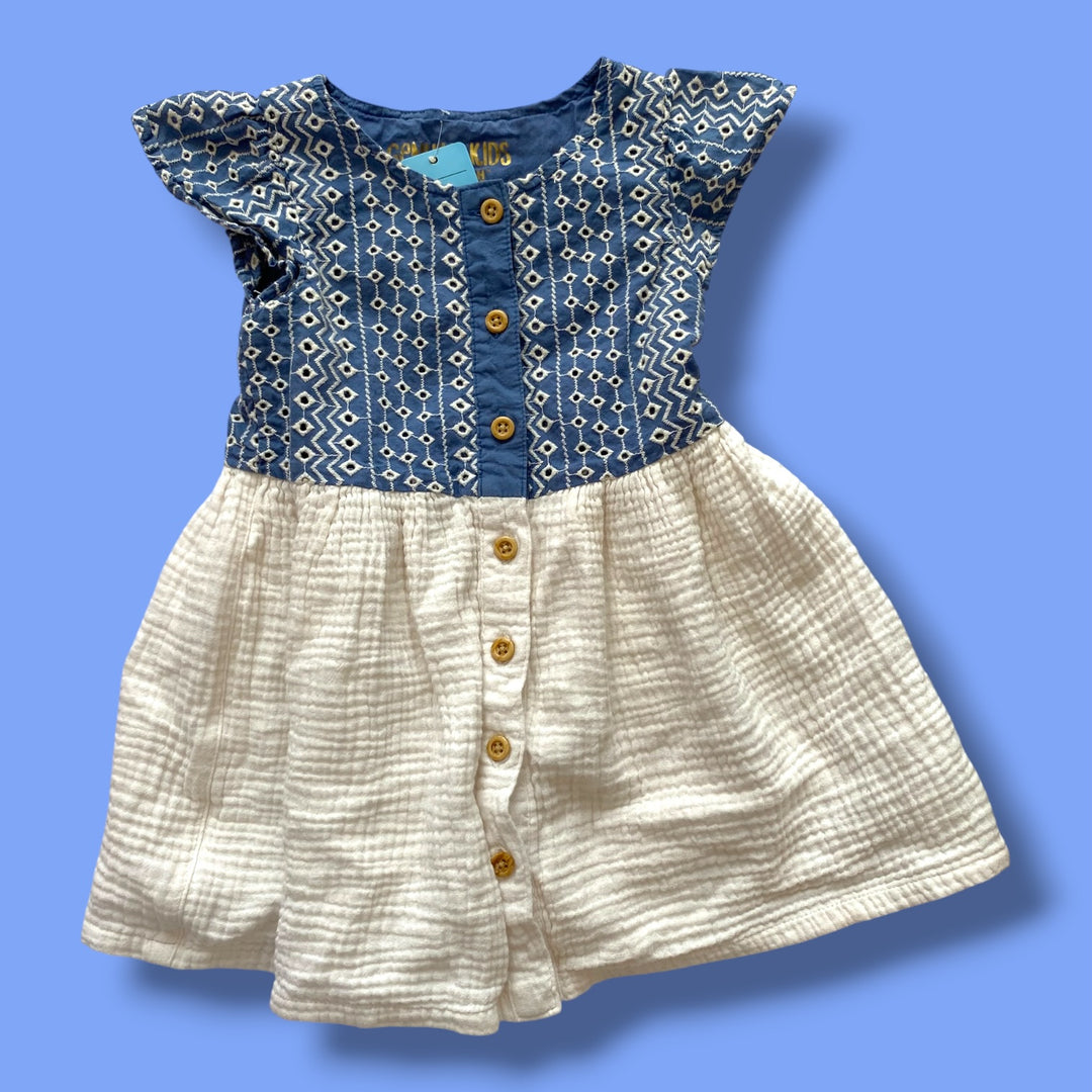 Blue/White Genuine kids Dress, 2Y