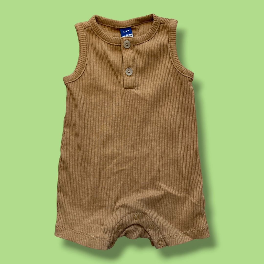 Brown Old Navy Ribbed Romper, 6-12m
