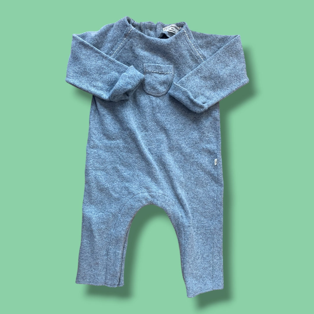 blue 1+in the family knit romper, 6m