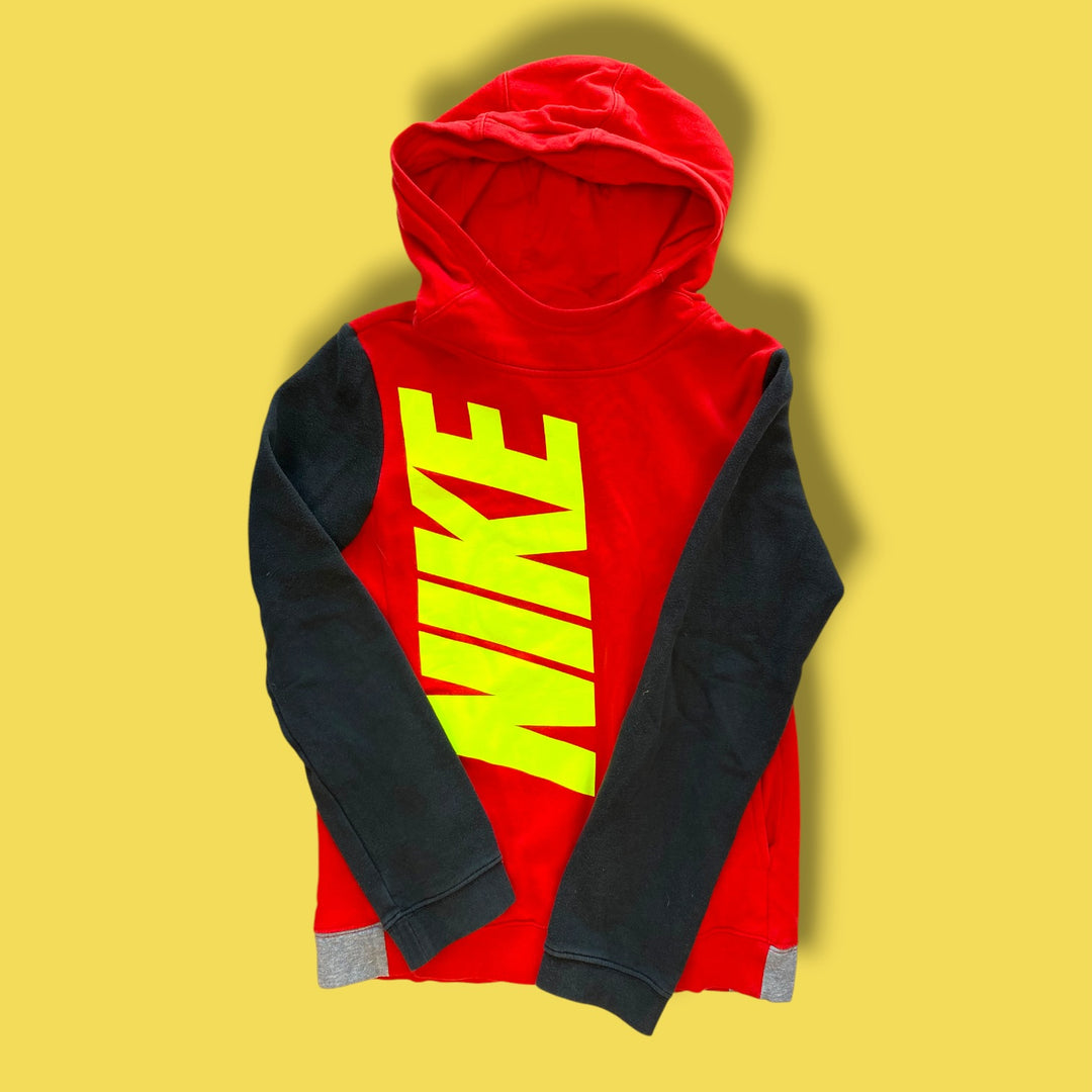 red/black nike colourblock hoodie, 10-12Y