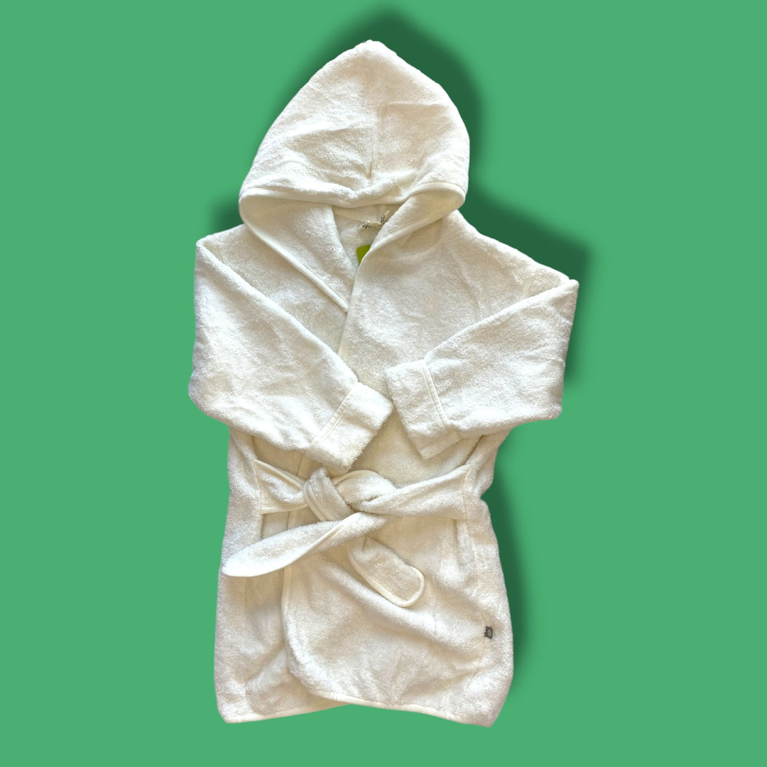 white Kyte hooded bathrobe, 18-36m