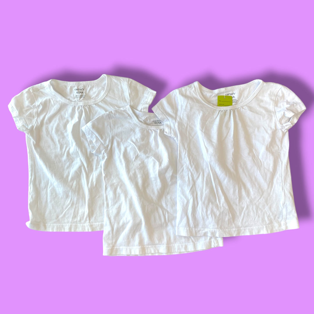 white Carters t-shirt bundle(3), 4Y
