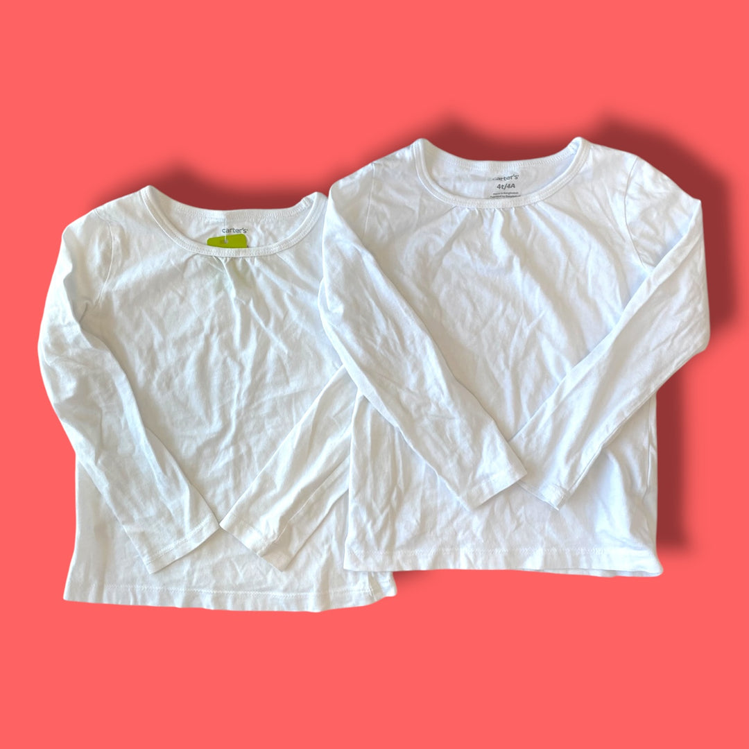 white Carters long sleeve bundle (2), 4Y