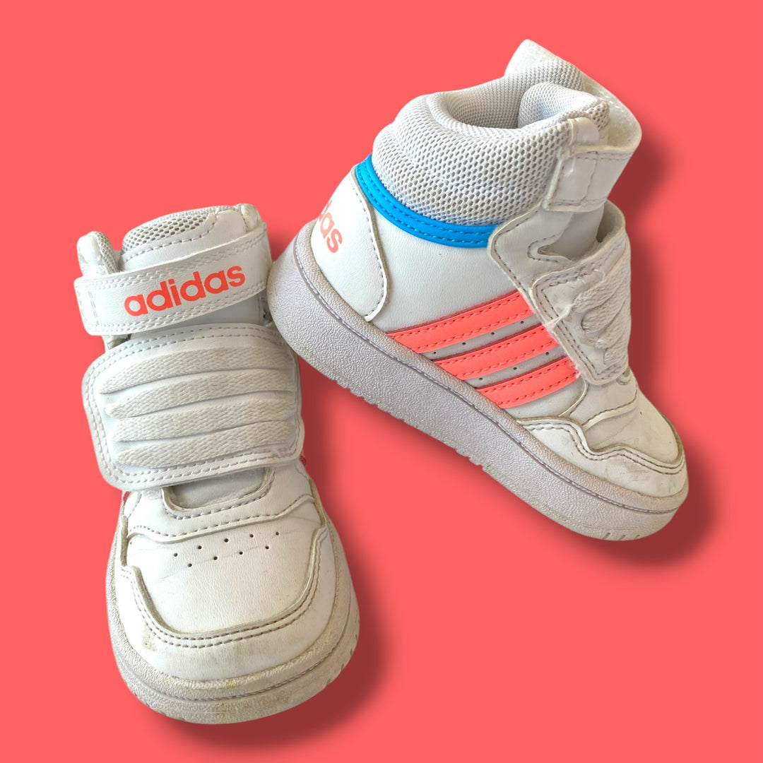 white adidas high top, 5.5