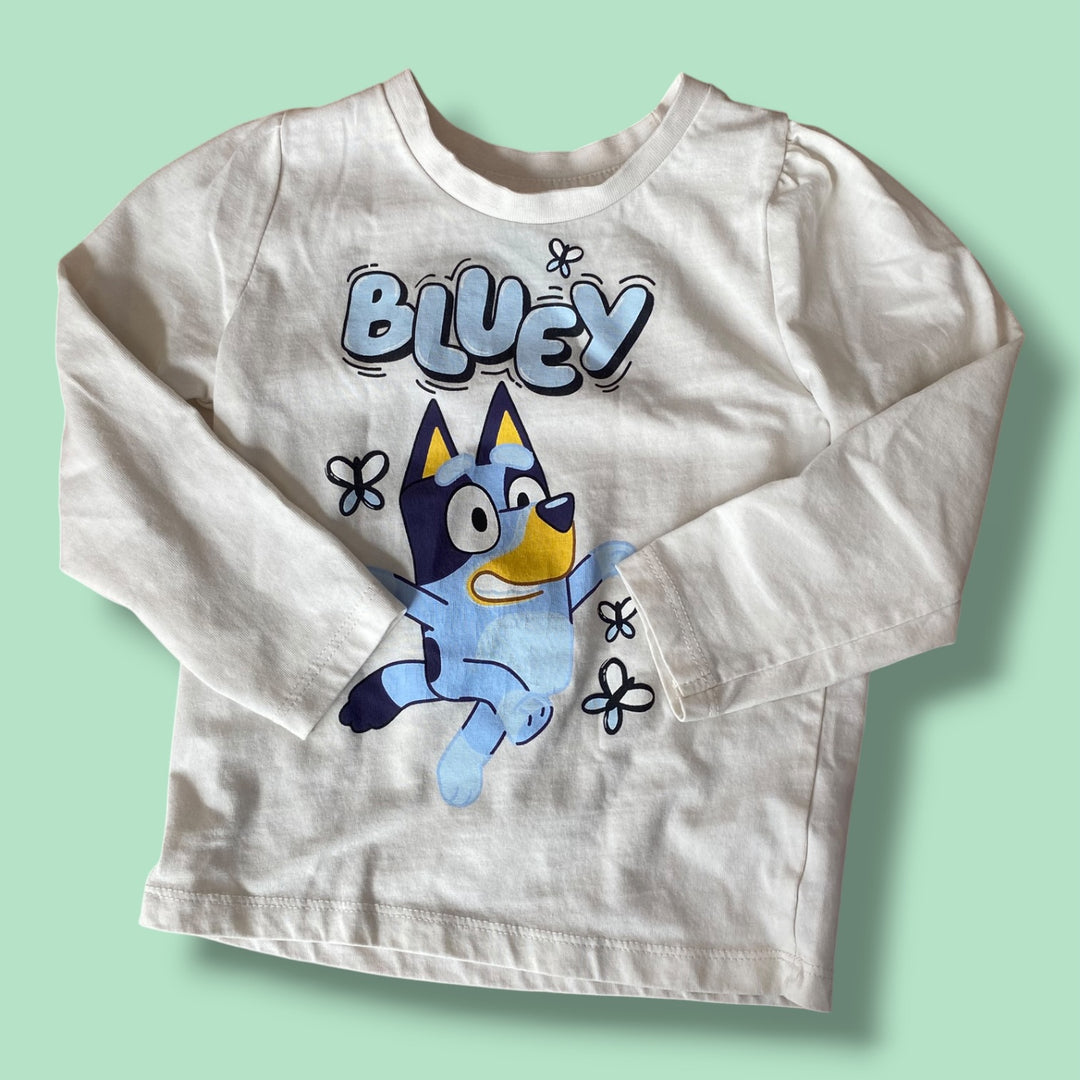 White Bluey Long Sleeve, 3Y