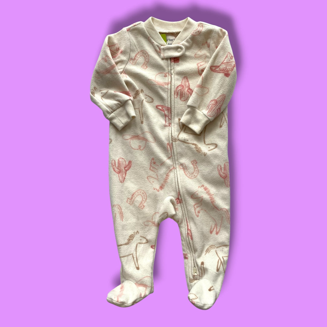 white Carters fleece sleeper, 6m
