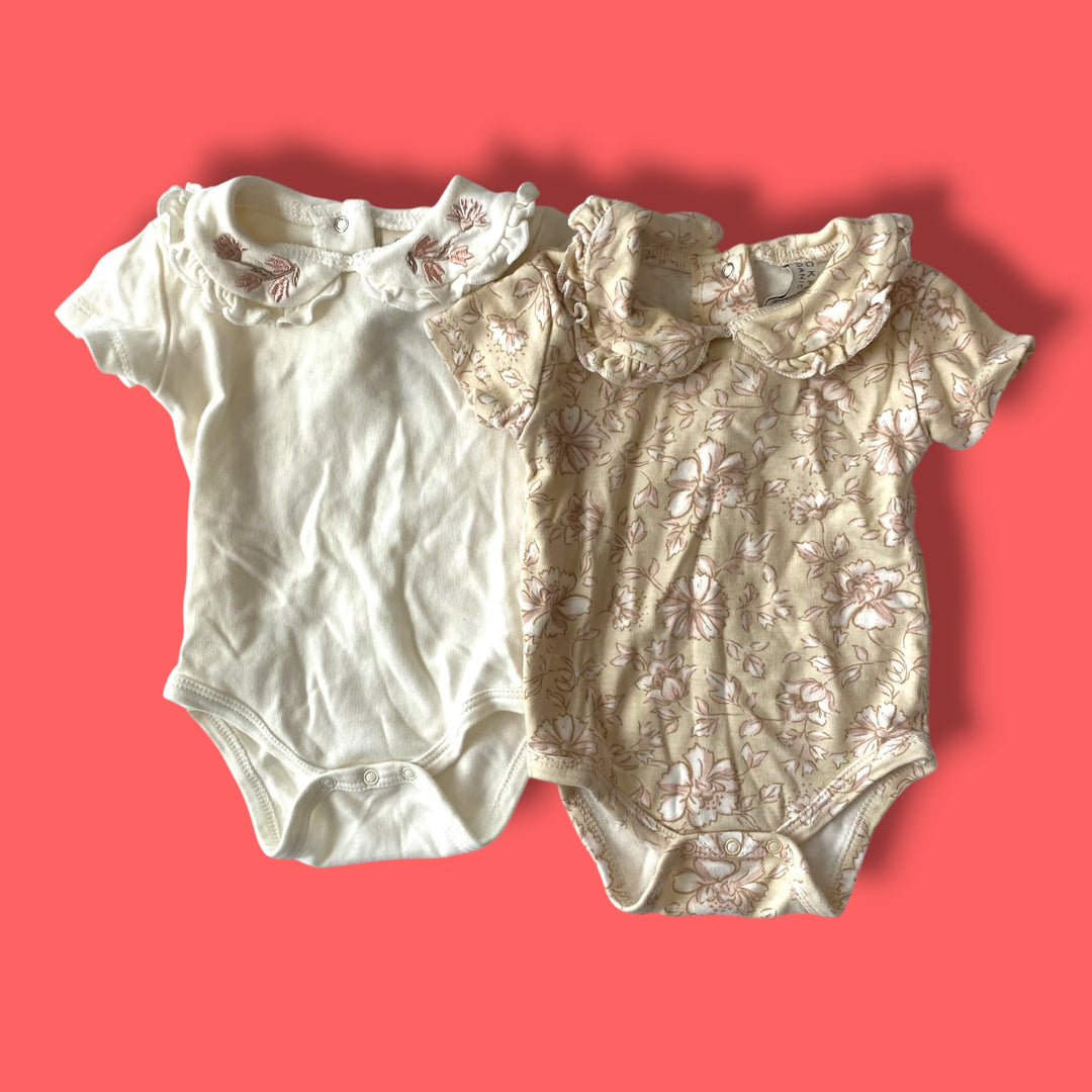 pink Chickpea set of 2 bodysuits, 6-9m