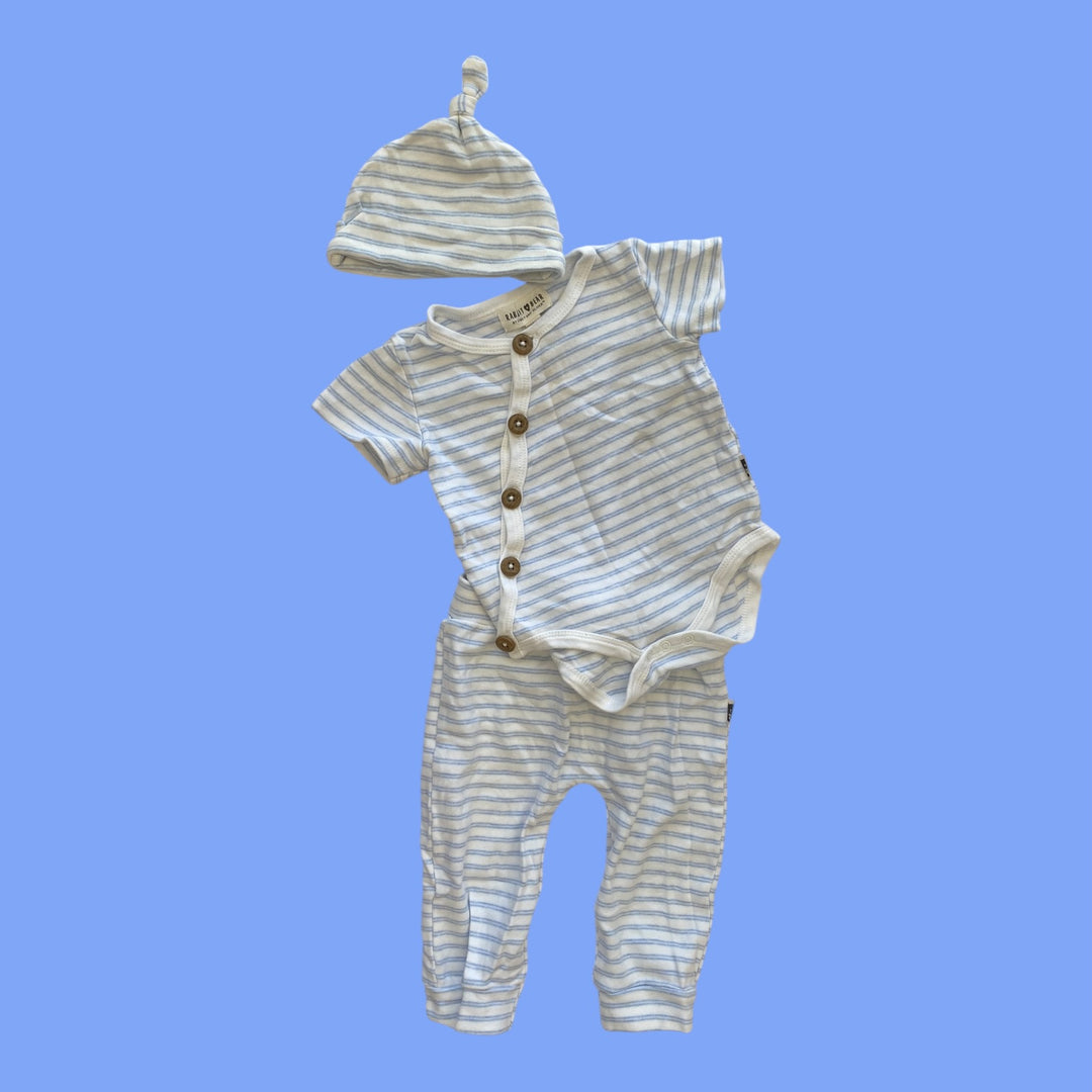 Blue/White Rabbit Bear 3 piece set , 6-9m
