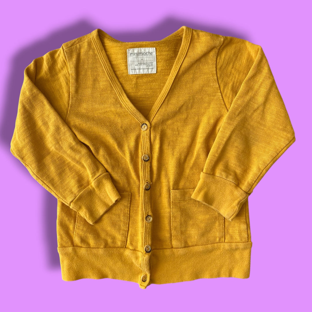 mustard kyte cardigan, 4Y