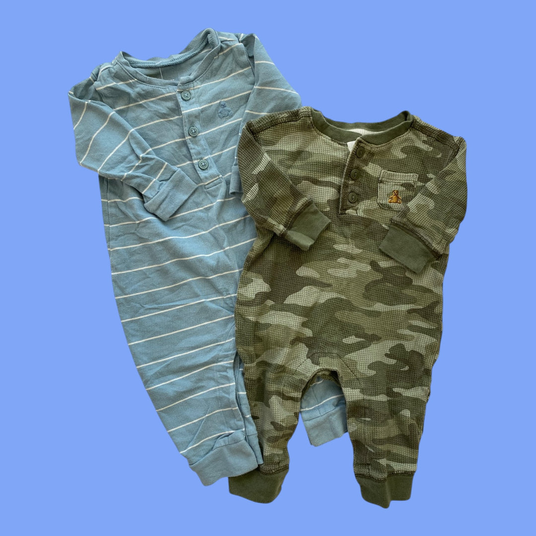 Green/Blue Gap Romper set of 2, 3-6m