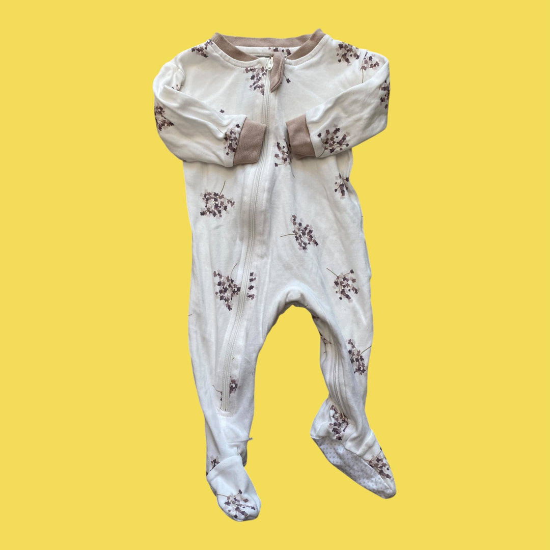White Zippy Jams Sleeper, 3-6m