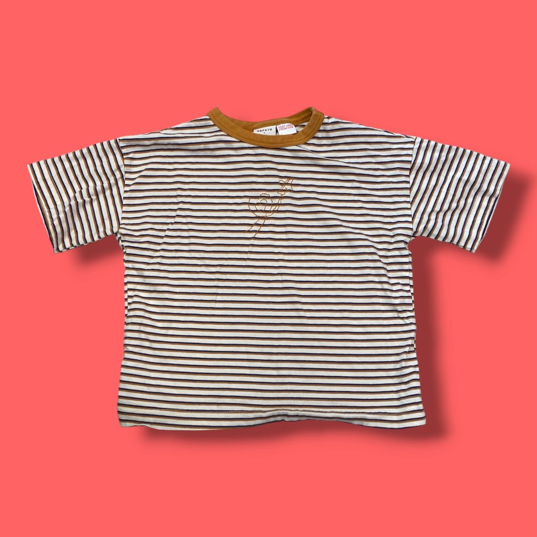 tan zara X Orfayo striped tee, 4Y