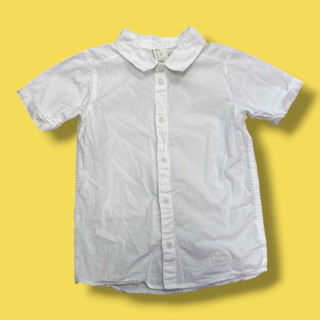 white H&amp;M short sleeve button up, 4Y