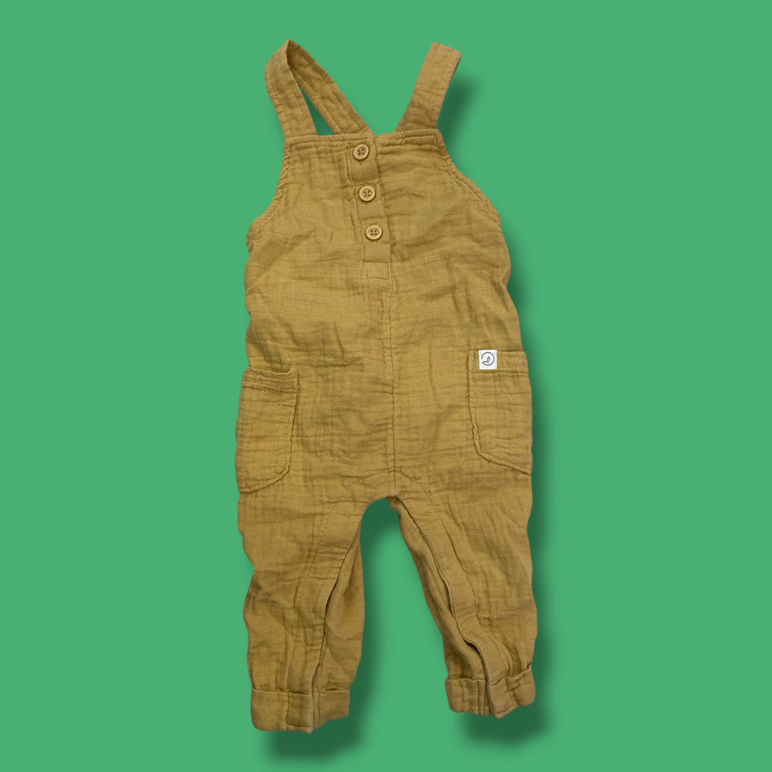 Tan Little Planet Overalls, 6m