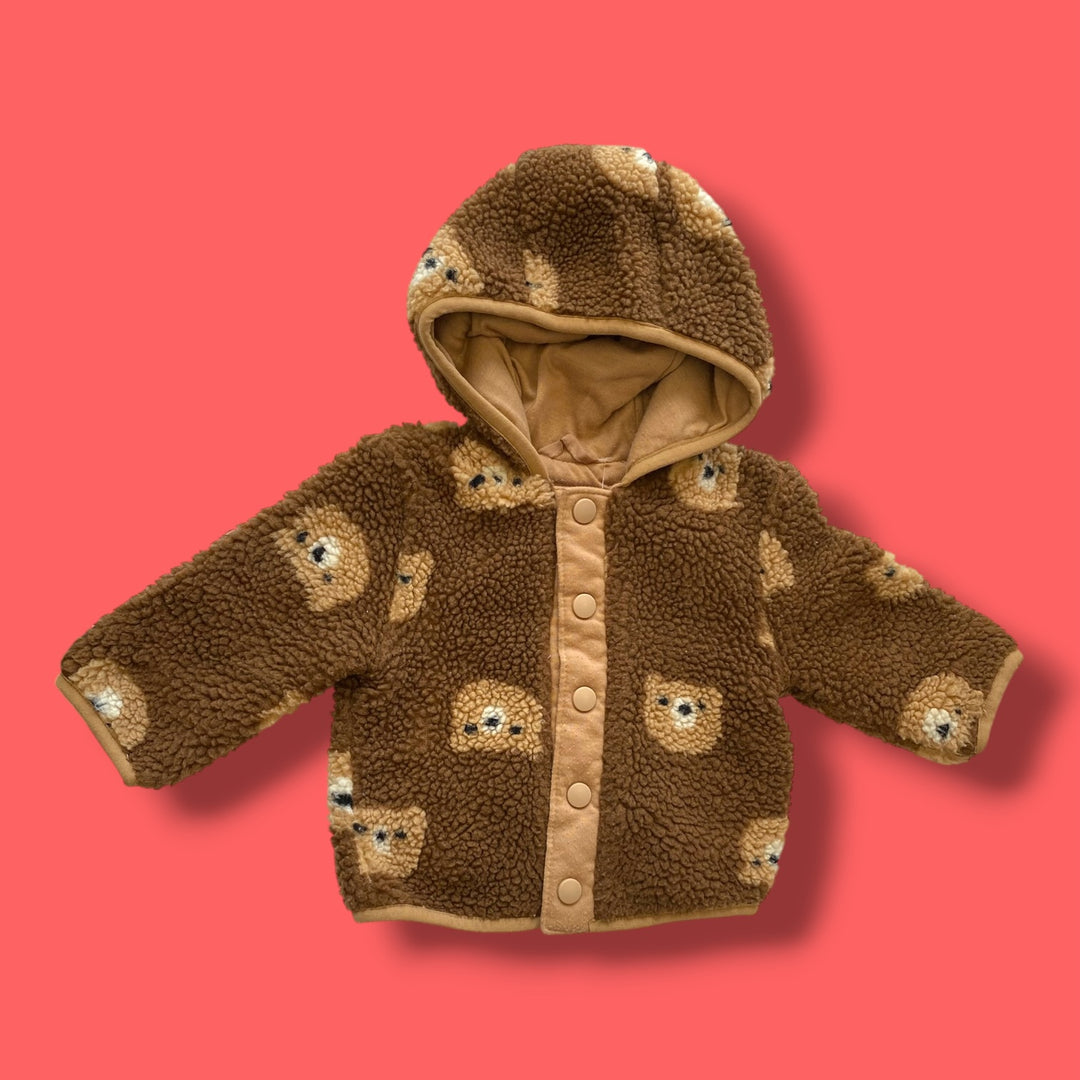 brown joe bear jacket, 3-6m