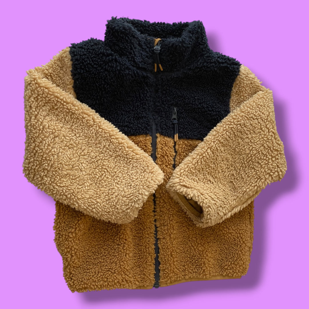 brown H&amp;M fluffy zip, 5/6y