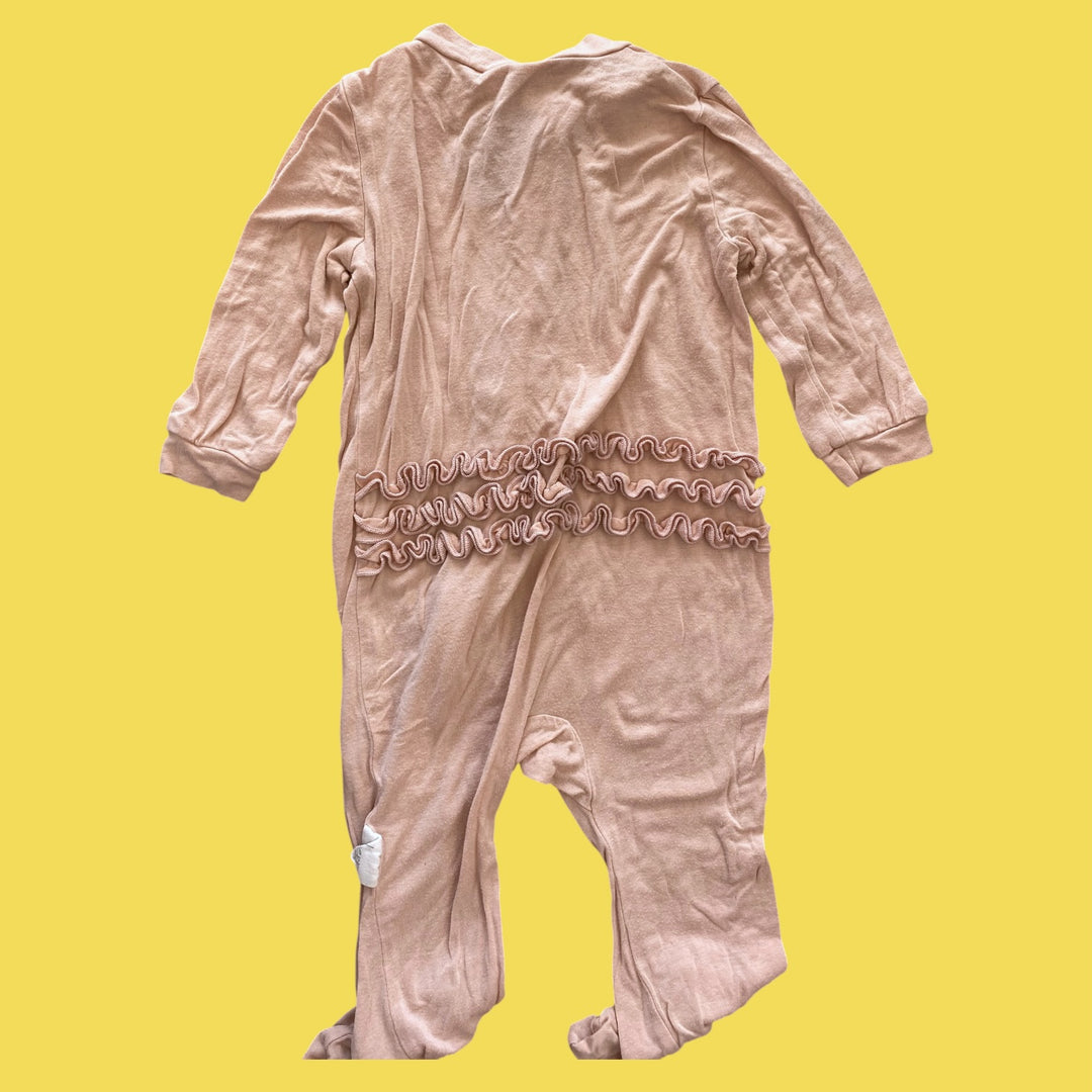 rose milkberry ruffle sleeper, 6-9m