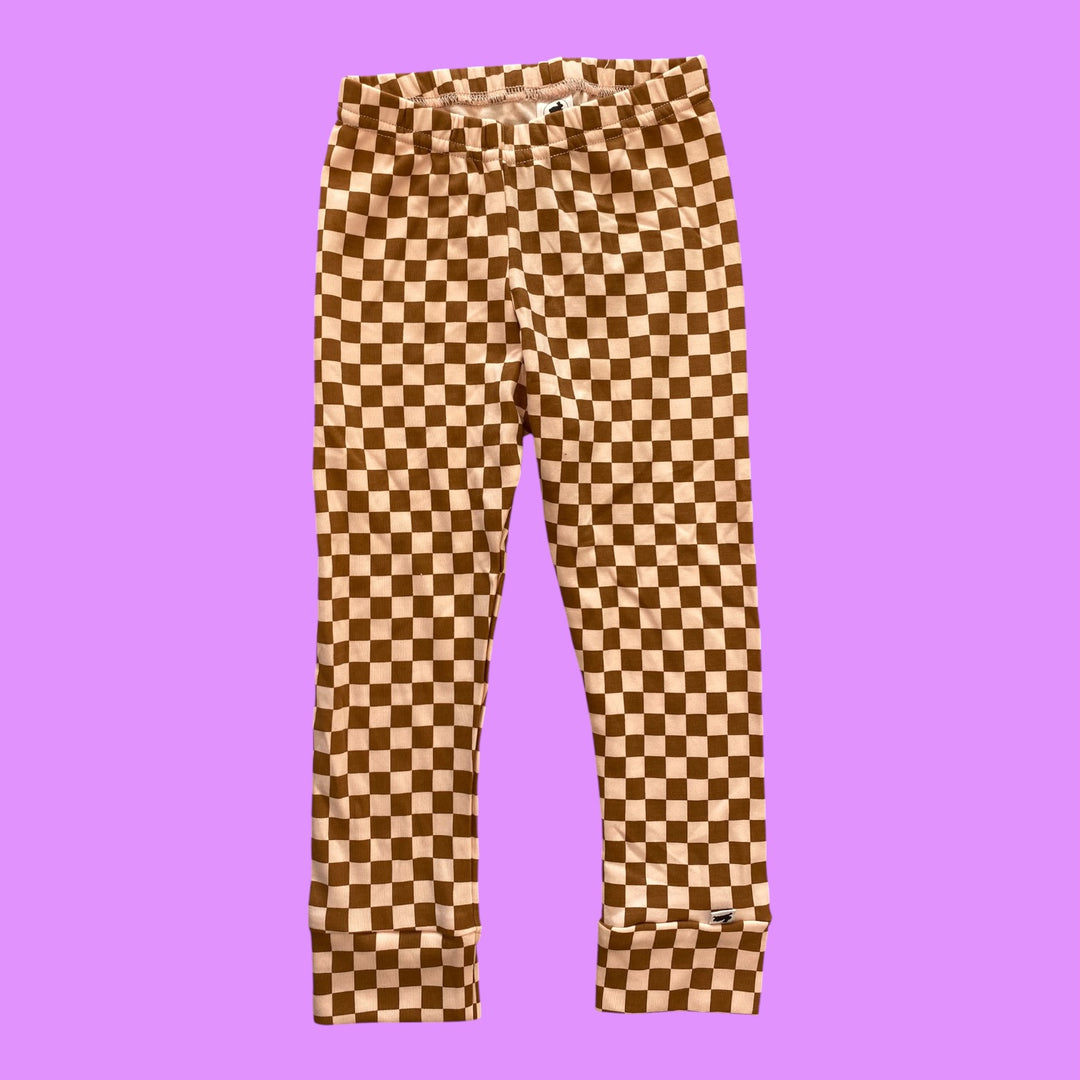 brown/pink Little &amp; Lively checkered pants, 2Y