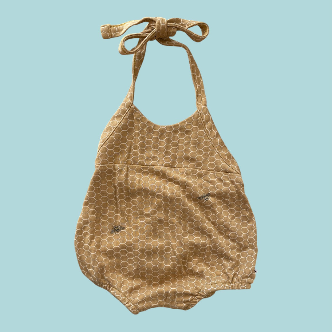 golden Little &amp; Lively halter honeycomb romper, 6-12m