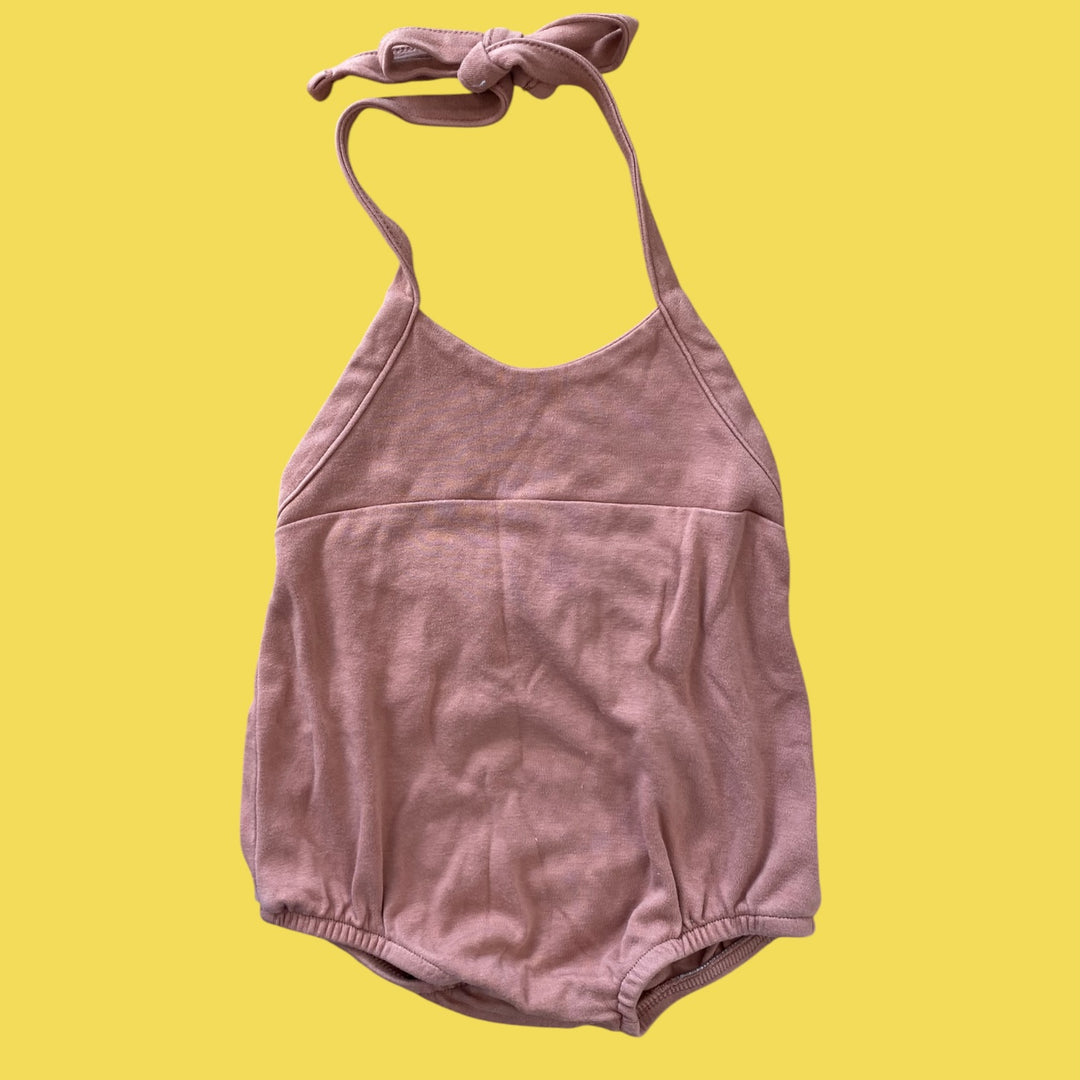 dark rose Little &amp; Lively as is mark- halter romper, 6-12m