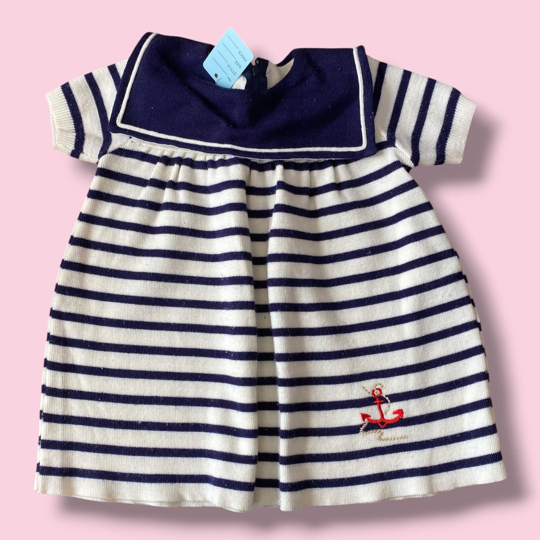 Blue/White Vintage knit dress, 3Y