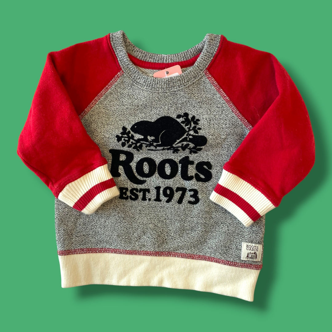 Red/Grey Roots Sweater, 3-6m
