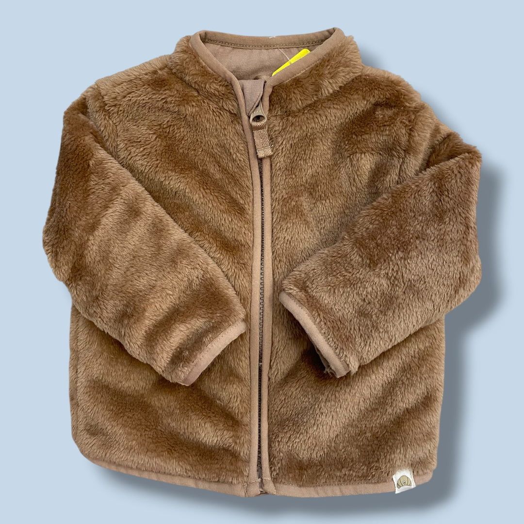 brown Carters fuzzy zip up, 9m