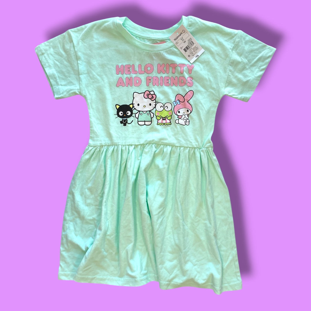 green  hello kitty dress nwt, 4/5y