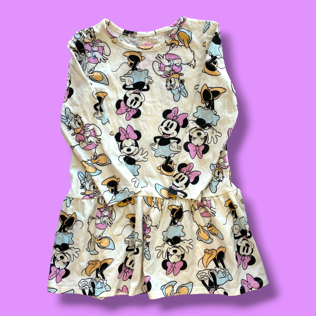 white/gold Disney minnie long sleeve dress, 4Y