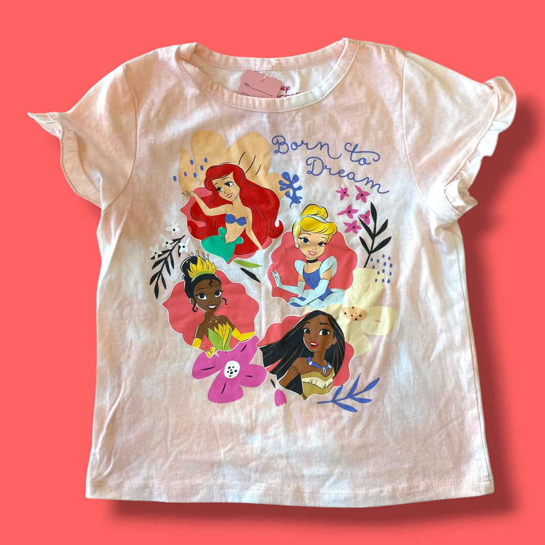 pink Disney ruffle tee princess, 4Y