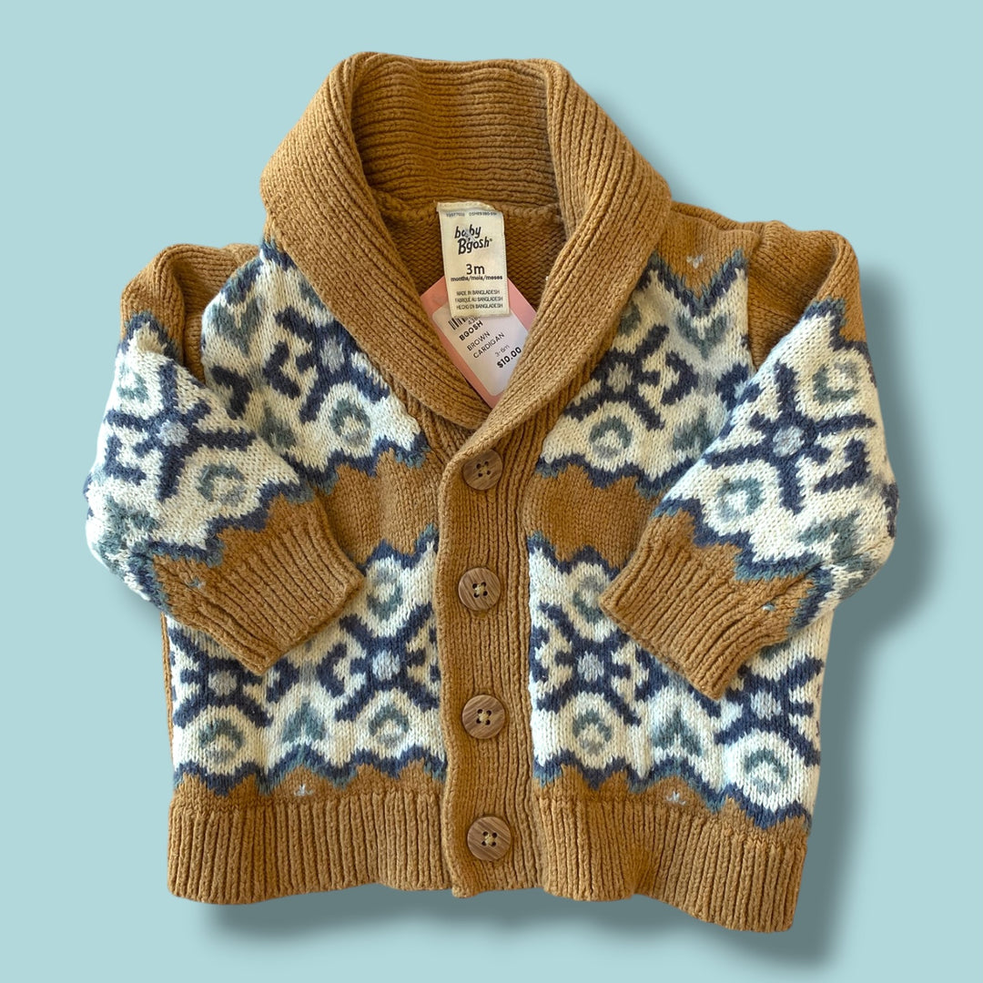 brown bgosh cardigan, 3-6m