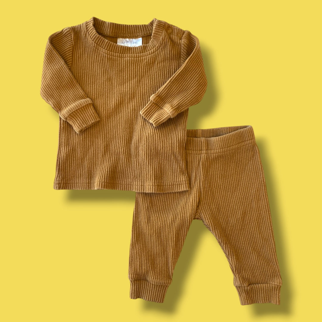 brown mebie baby set, 3m