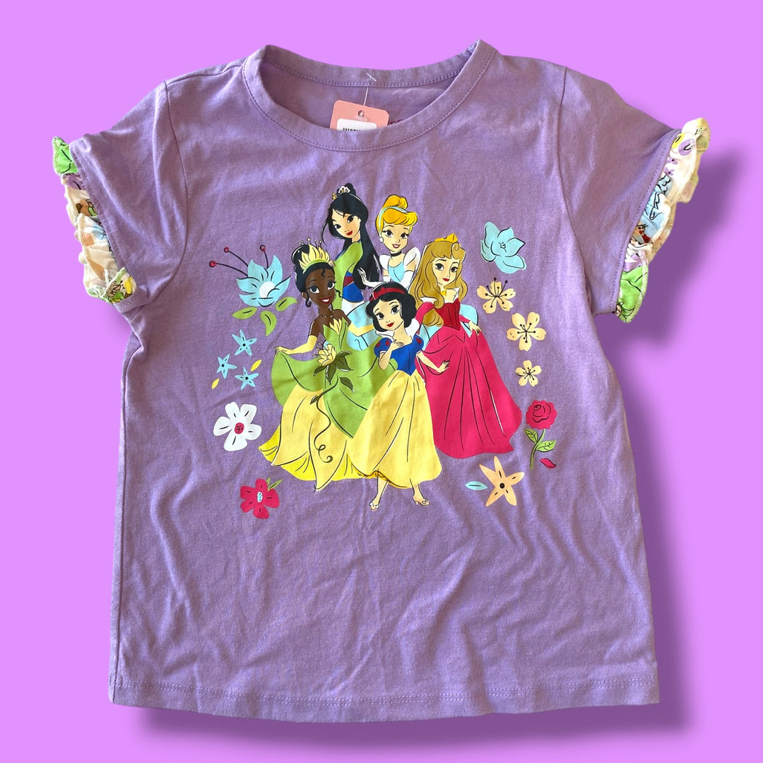 purple Disney princesses tee, 4Y