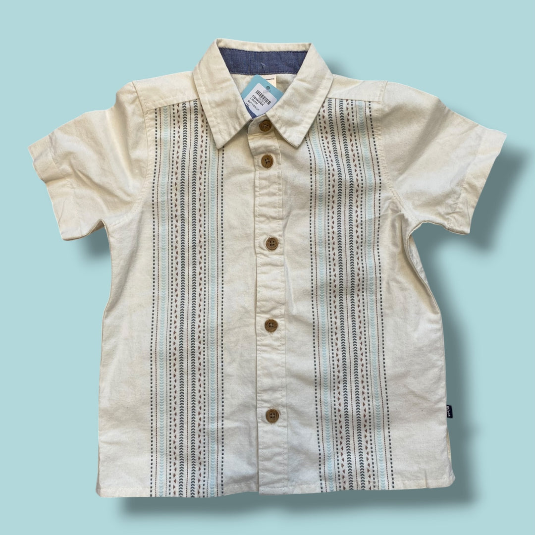 cream Oshkosh button up tee, 24m